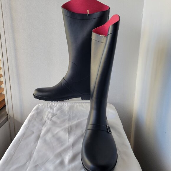 NWT - Capelli of New York Tall Black Matte Rubber Rain Boots (Size 10) - Picture 6 of 14